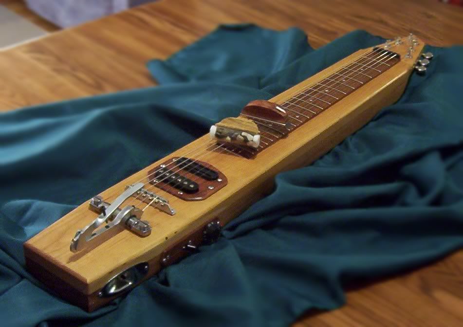 Finished Lap Steel With Palm Bender In Progress and Finished Work
